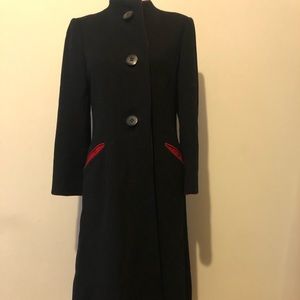 Vintage A Trigere Coat by Pauline Trigere Stunning Black wool coat w/red detail.